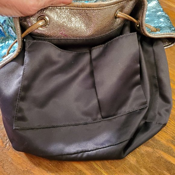 Limited Edition Coach Poppy Blue Sequin Backpack Bag 16916 - Picture 12 of 16